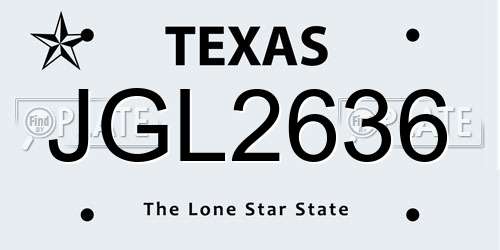 JGL2636 Texas License Plate