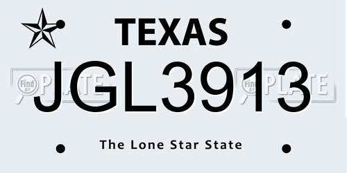 JGL3913 Texas License Plate