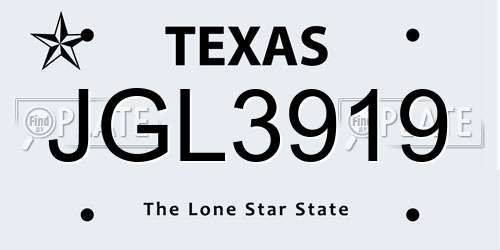 JGL3919 Texas License Plate