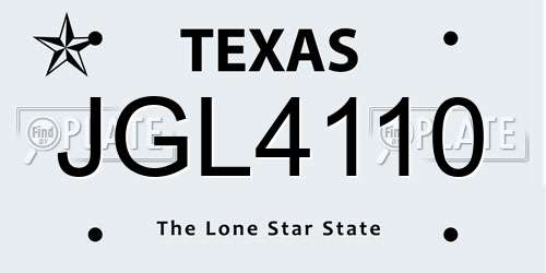 JGL4110 Texas License Plate