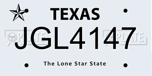 JGL4147 Texas License Plate