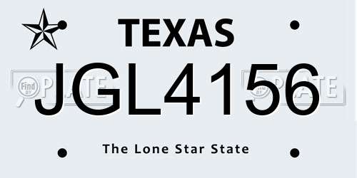 JGL4156 Texas License Plate