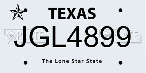 JGL4899 Texas License Plate