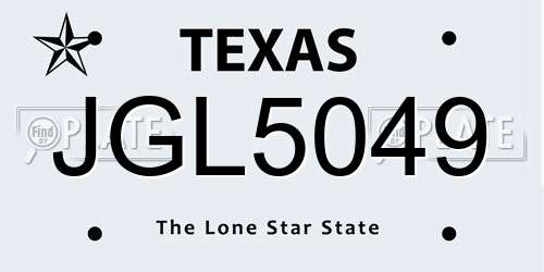 JGL5049 Texas License Plate
