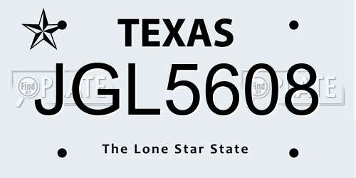JGL5608 Texas License Plate