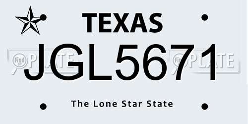 JGL5671 Texas License Plate