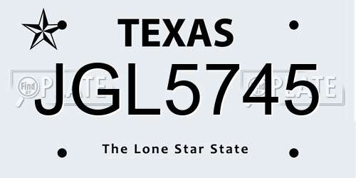 JGL5745 Texas License Plate