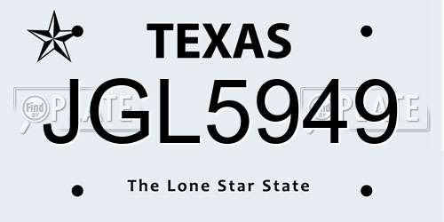 JGL5949 Texas License Plate