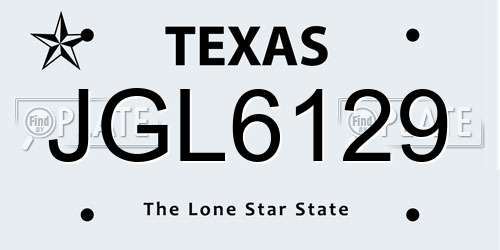 JGL6129 Texas License Plate