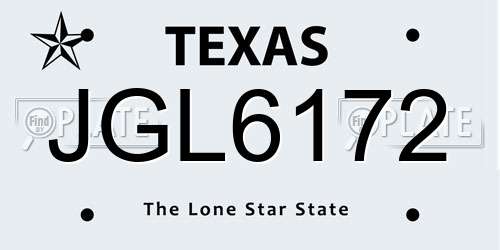 JGL6172 Texas License Plate
