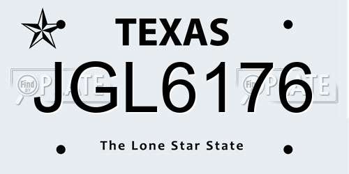 JGL6176 Texas License Plate