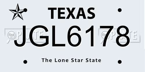 JGL6178 Texas License Plate