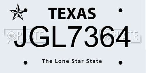 JGL7364 Texas License Plate