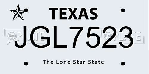 JGL7523 Texas License Plate