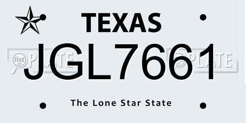 JGL7661 Texas License Plate
