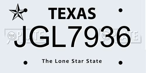 JGL7936 Texas License Plate