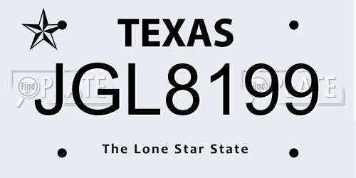 JGL8199 Texas License Plate