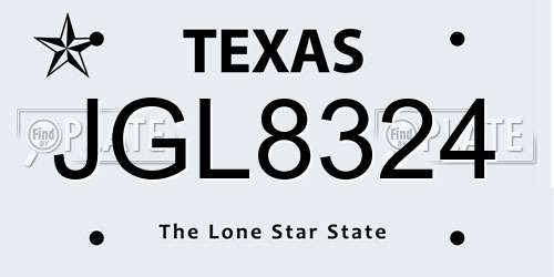 JGL8324 Texas License Plate