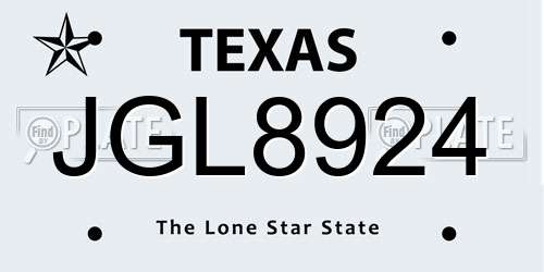 JGL8924 Texas License Plate