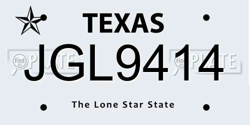 JGL9414 Texas License Plate