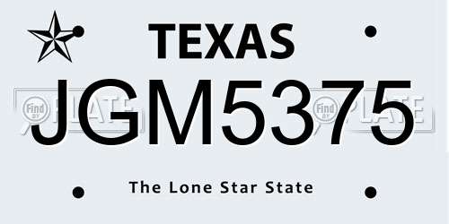 JGM5375 Texas License Plate