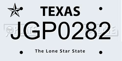 JGP0282 Texas License Plate