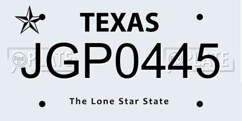 JGP0445 Texas License Plate