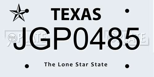 JGP0485 Texas License Plate