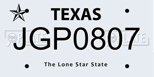 JGP0807 Texas License Plate