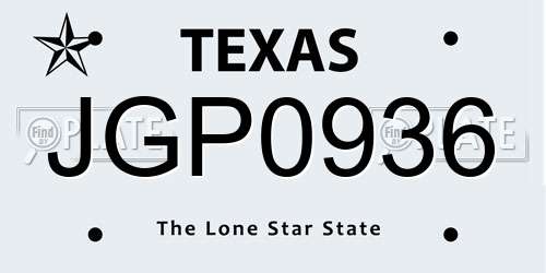 JGP0936 Texas License Plate