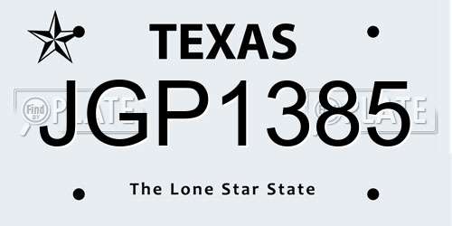 JGP1385 Texas License Plate