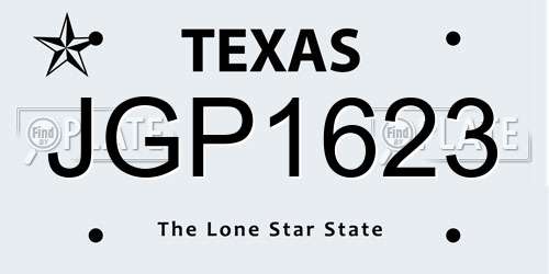 JGP1623 Texas License Plate