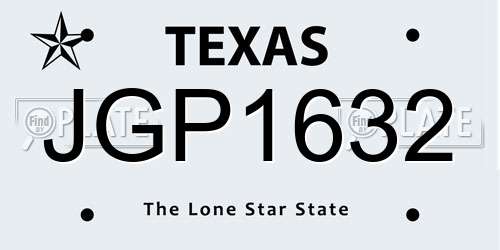 JGP1632 Texas License Plate