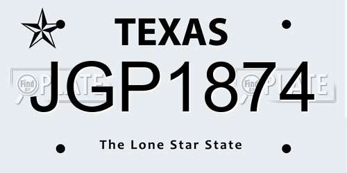 JGP1874 Texas License Plate