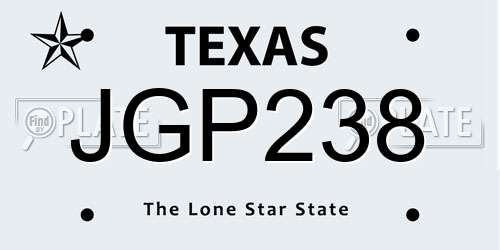 JGP238 Texas License Plate