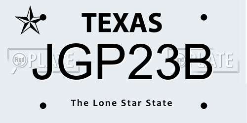 JGP23B Texas License Plate