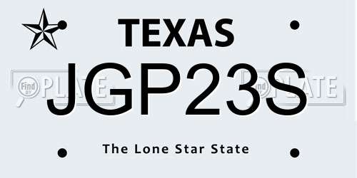 JGP23S Texas License Plate