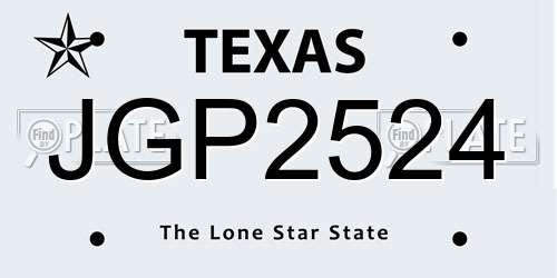 JGP2524 Texas License Plate
