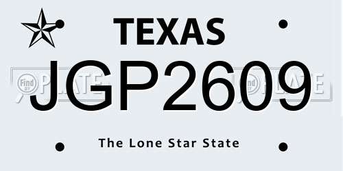 JGP2609 Texas License Plate