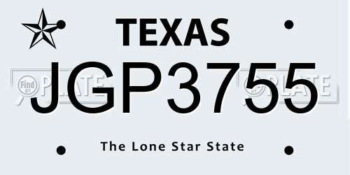 JGP3755 Texas License Plate