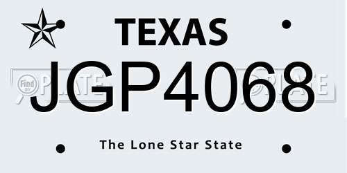 JGP4068 Texas License Plate