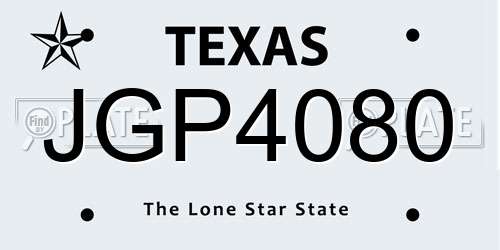 JGP4080 Texas License Plate