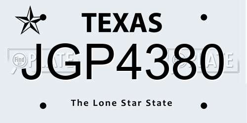 JGP4380 Texas License Plate