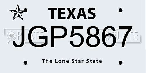 JGP5867 Texas License Plate