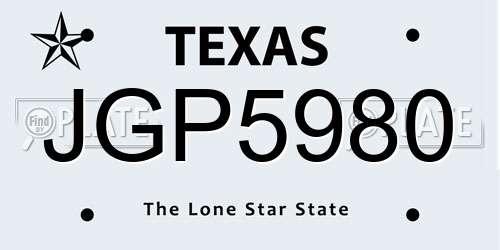 JGP5980 Texas License Plate