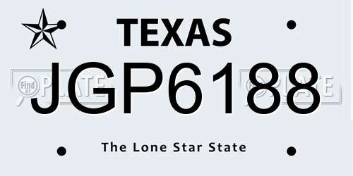 JGP6188 Texas License Plate