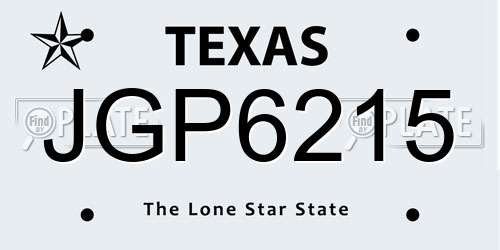 JGP6215 Texas License Plate