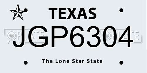 JGP6304 Texas License Plate
