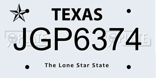 JGP6374 Texas License Plate