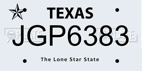 JGP6383 Texas License Plate